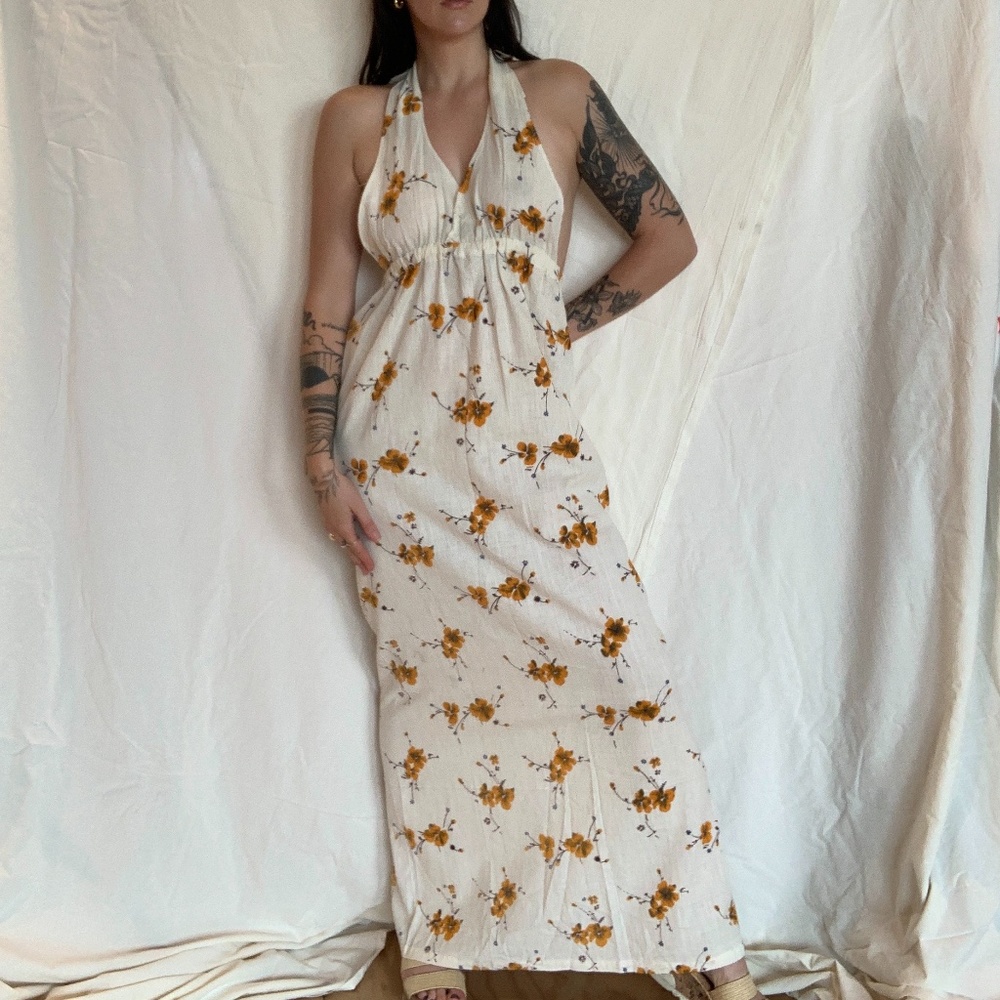 Printed Poppy Vintage Halter Maxi